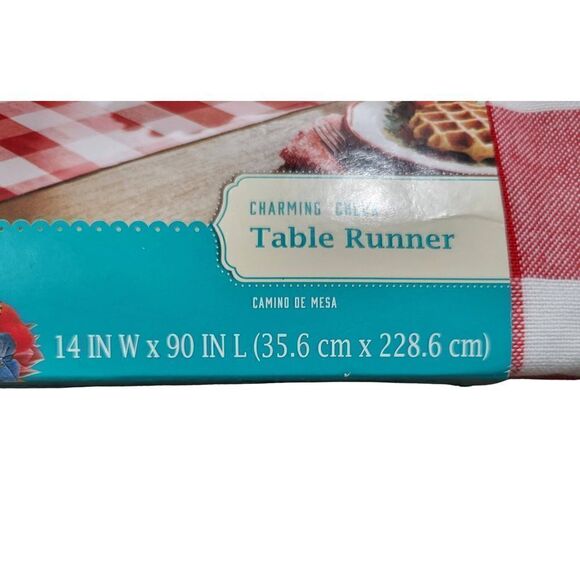 The Pioneer Woman Charming Check Red Fabric Table Runner 14x90‎ - Picture 3 of 5